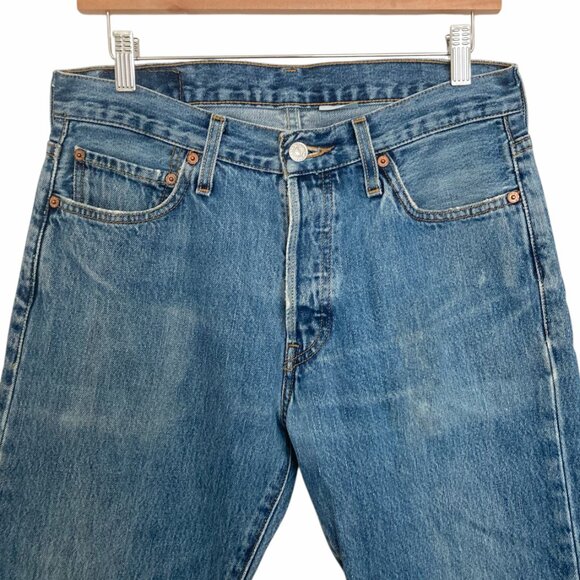 Vintage LEVI'S 501 Classic Straight Leg Ankle Jeans Blue - Picture 6 of 14
